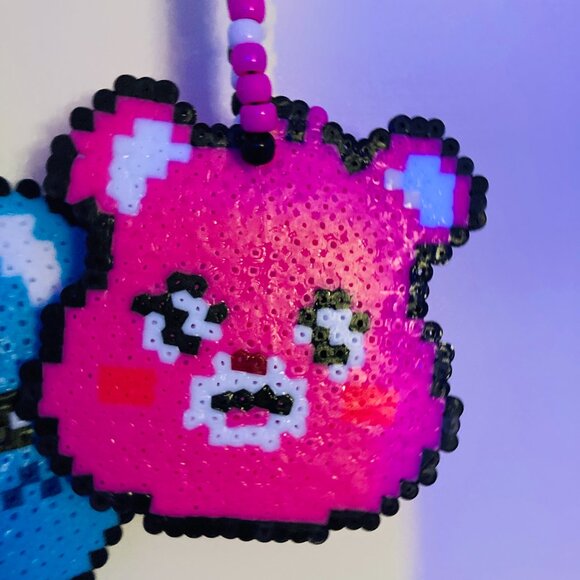 Pink Bear Rave Kandi Perler Necklace - Picture 4 of 4